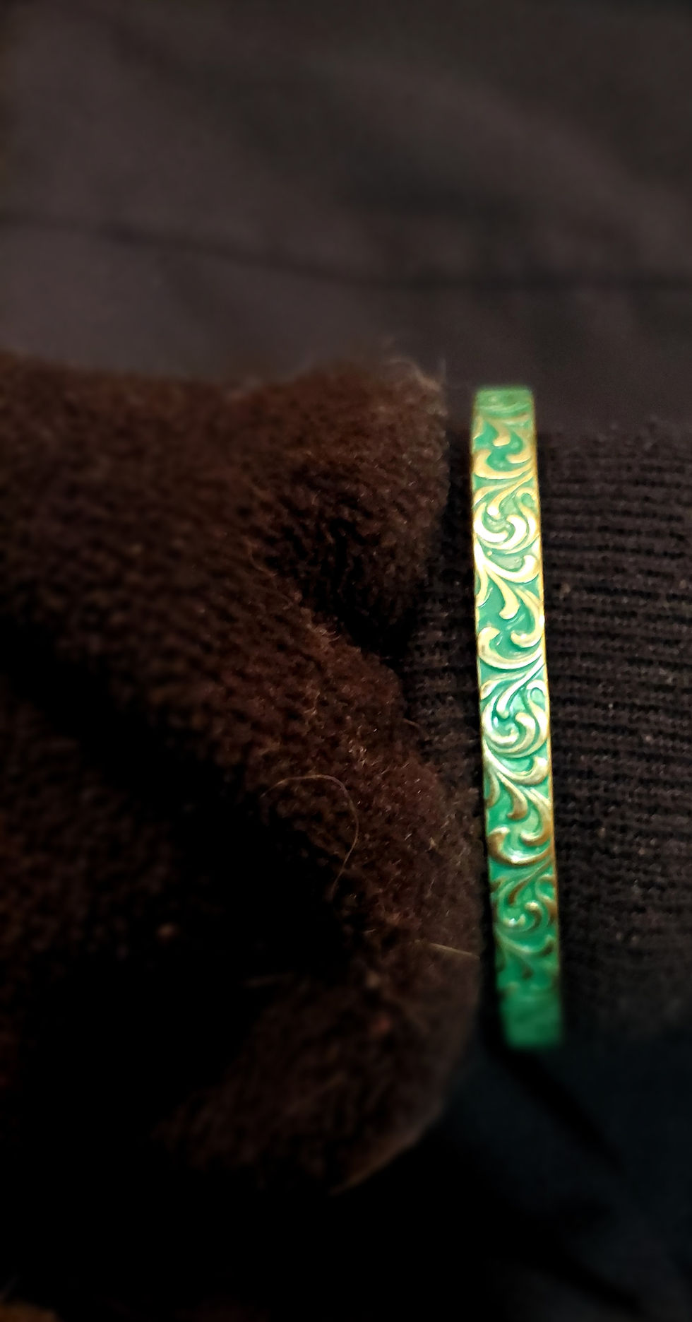 Thumbnail: Bangle 4.  Green on Scrollwork