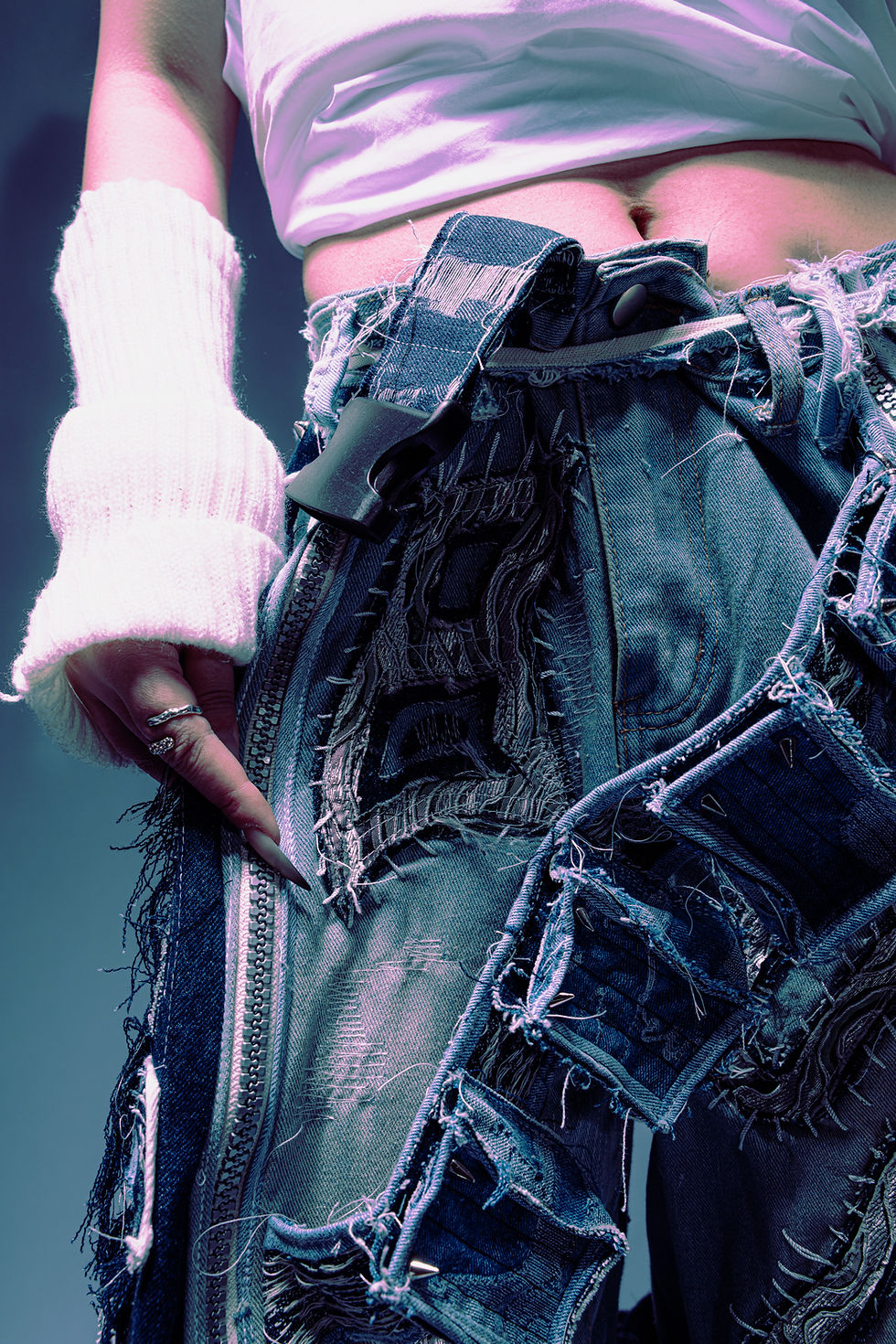 Thumbnail: [ A e t h e r o n ]  1of1 Handmade baggy denim capri pants
