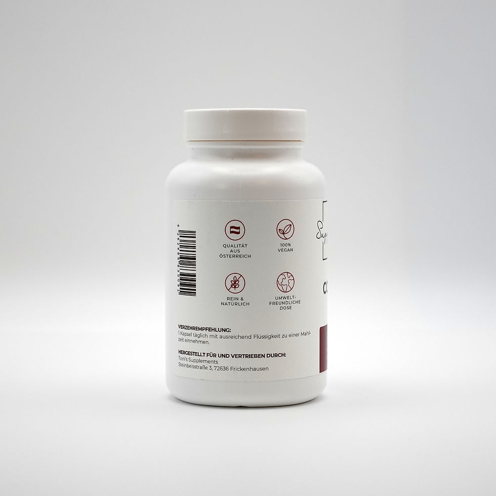 Miniaturbild: : Q10 120mg Ubiquinon vegan laborgeprüft GMP HACCP ISO 22000 Herzgesundheit