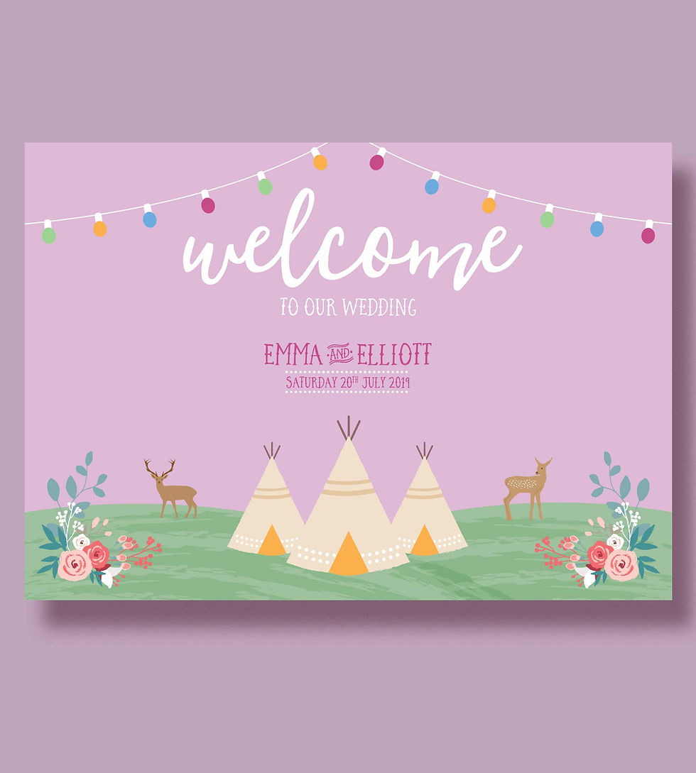 Thumbnail: Tipi Wedding Unique Stationery Welcome Board