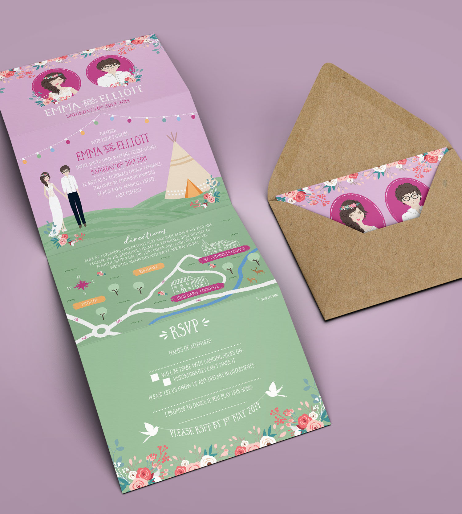 Tipi wedding invitation