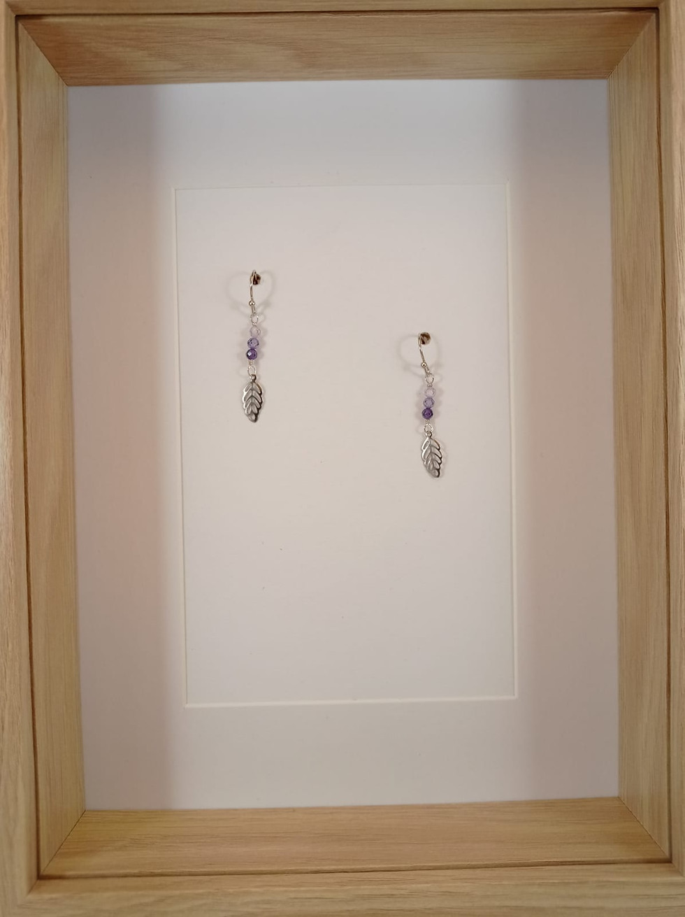 Miniature : Boucles d'oreilles Cristal de Roche Mauve