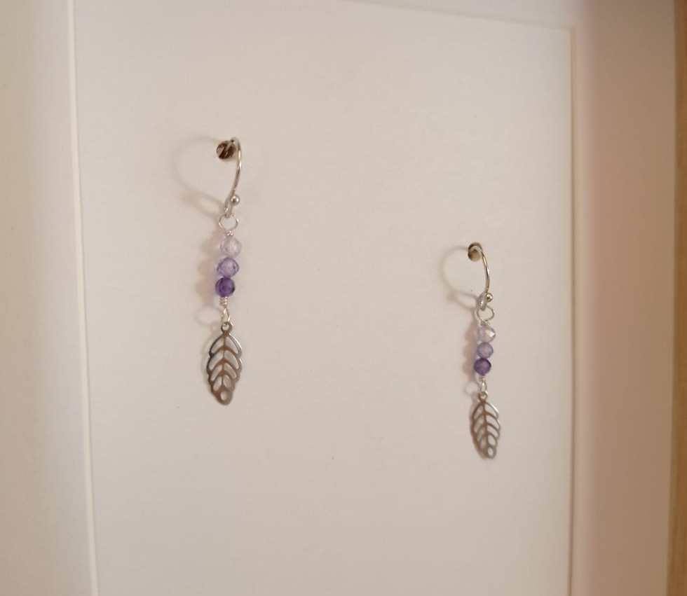 Miniature : Boucles d'oreilles Cristal de Roche Mauve