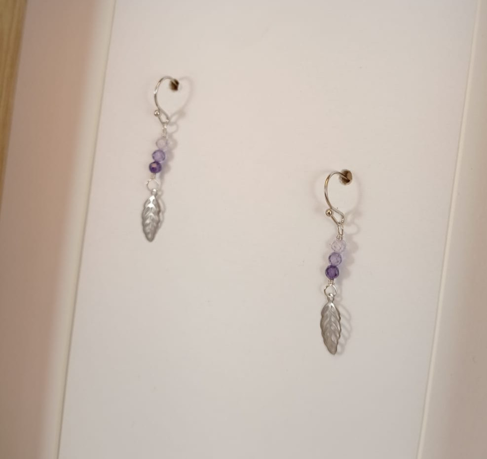 Boucles d'oreilles Cristal de Roche Mauve