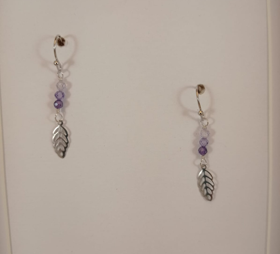 Miniature : Boucles d'oreilles Cristal de Roche Mauve