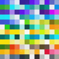 Formado por nove por novo sub-píxeis, o PIXEL CALADO, tem seus elementos de imagem que transmutam de forma tranquila e aleatória suas cores - onde parecem transitar em o choque do limiar entre duas palhetas.