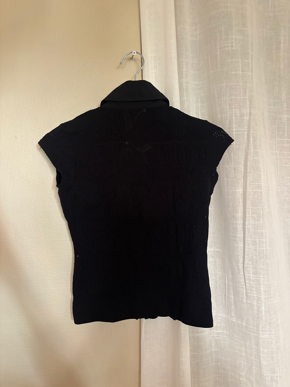 Thumbnail: Black Structured Zip Top with Textured Pattern – XS