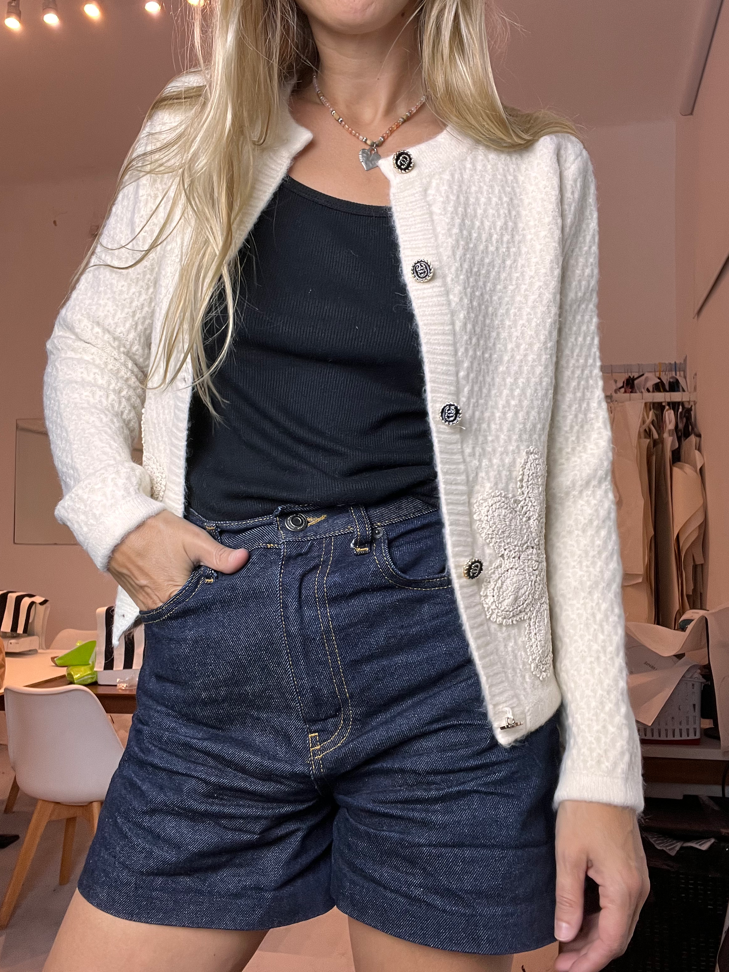 SACO FLOR CROCHET NATURAL