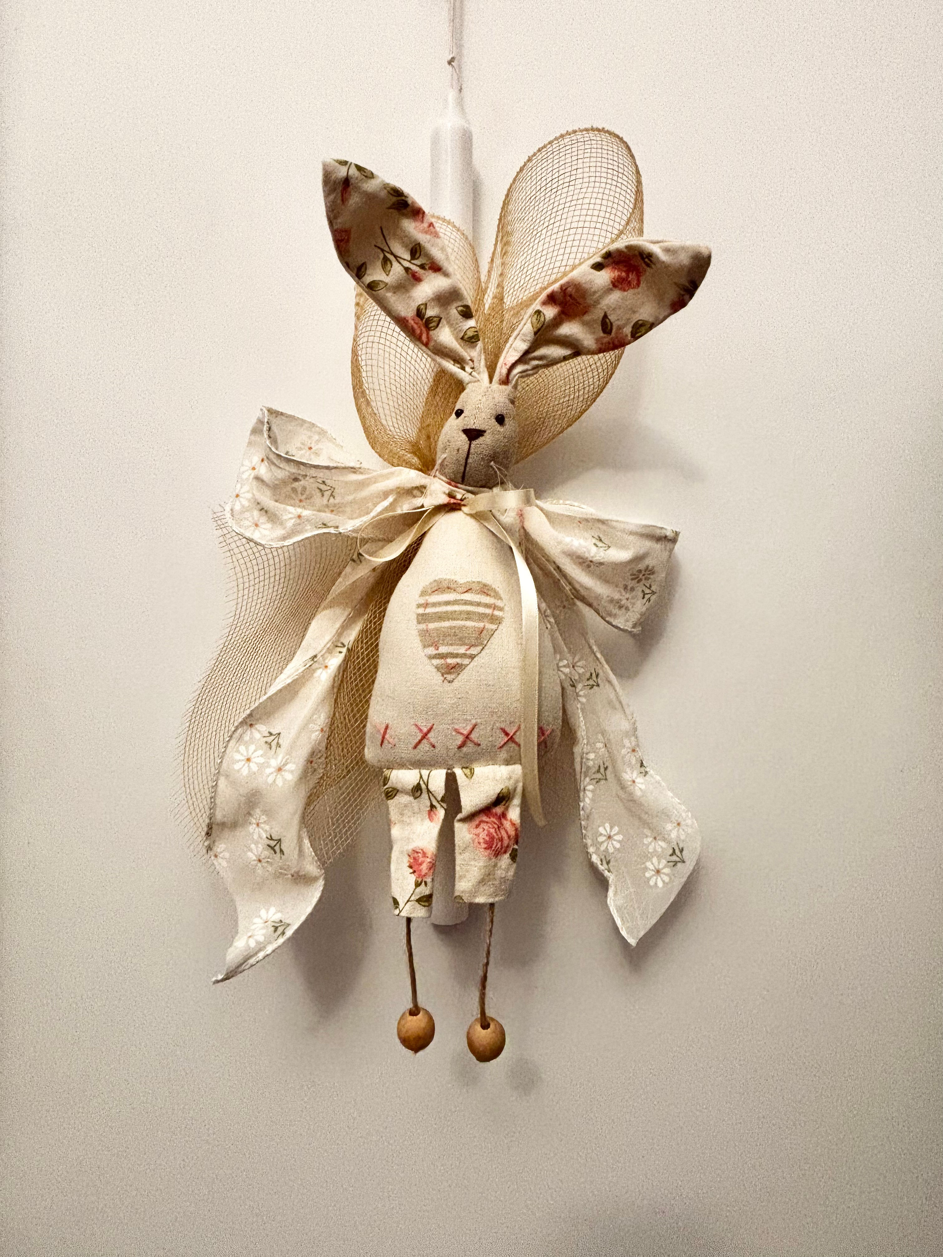 Fabric Bunny Ornament Heart Design