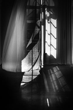 Harmony of curtain, wind, shadow and light