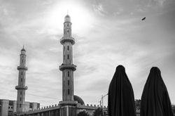 Portrait of women near their Mosque