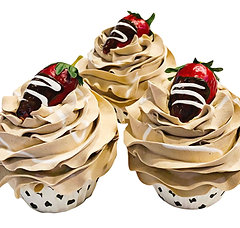(3) Chocolate Dipped Strawberry Fake Cupcakes 3.5"x4.5"