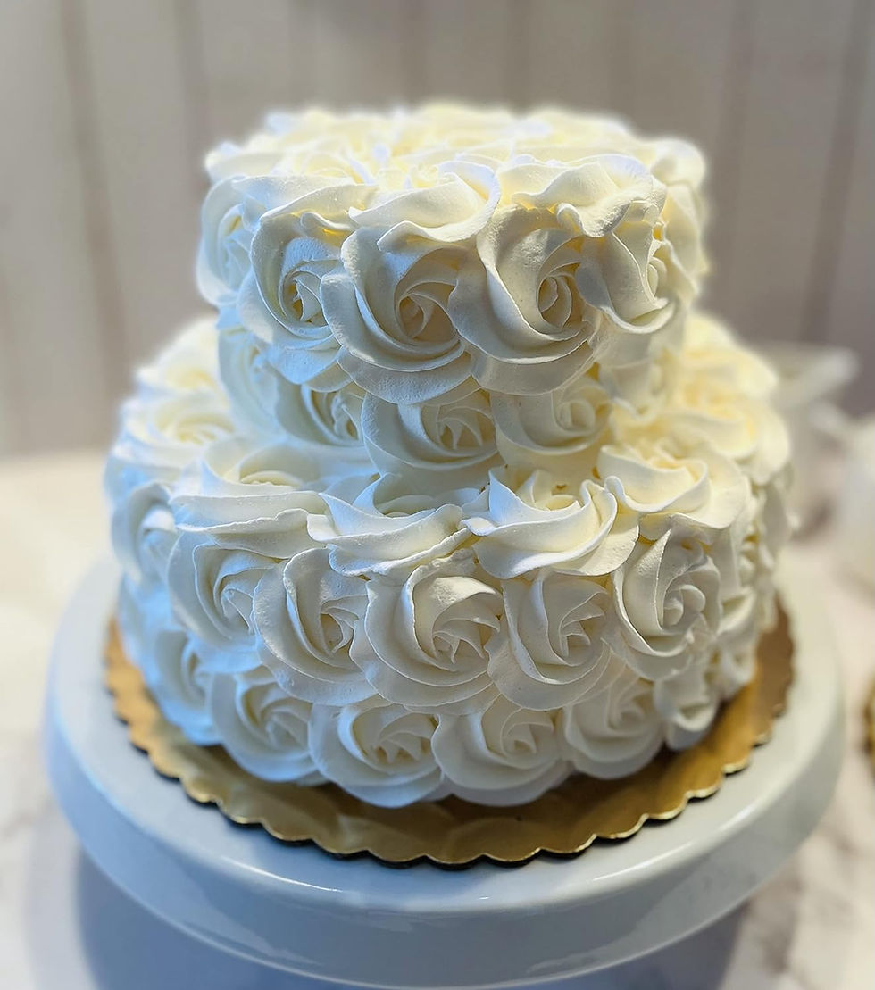 Thumbnail: Two Tier Ivory Rosette Fake Cake 9"x7.25"