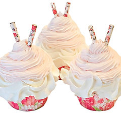 (3) Shabby Chic Vintage Fake Cupcakes 3.5"x4.5"
