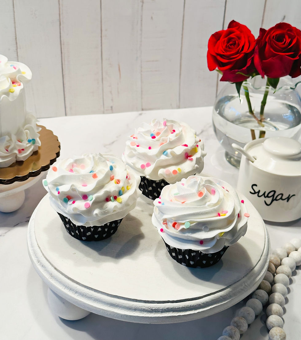 Thumbnail: (3) White Confetti Fake Cupcakes 3.5"x3.5"