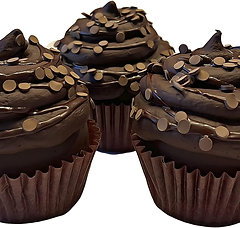 (3) Chocolate Triple Threat Fake Cupcakes 3.5"x3.5"