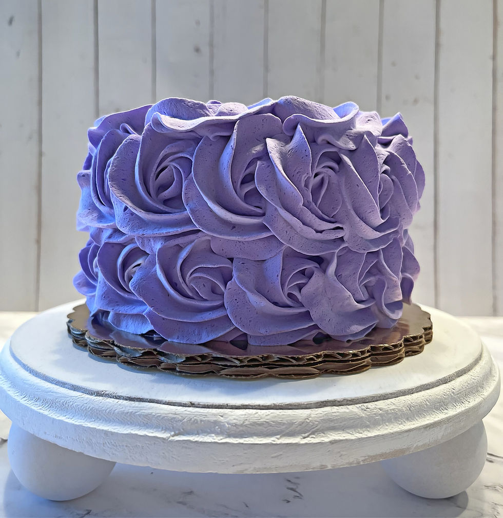 Thumbnail: Dezicakes Fake Cake Lavender Rosette Cake