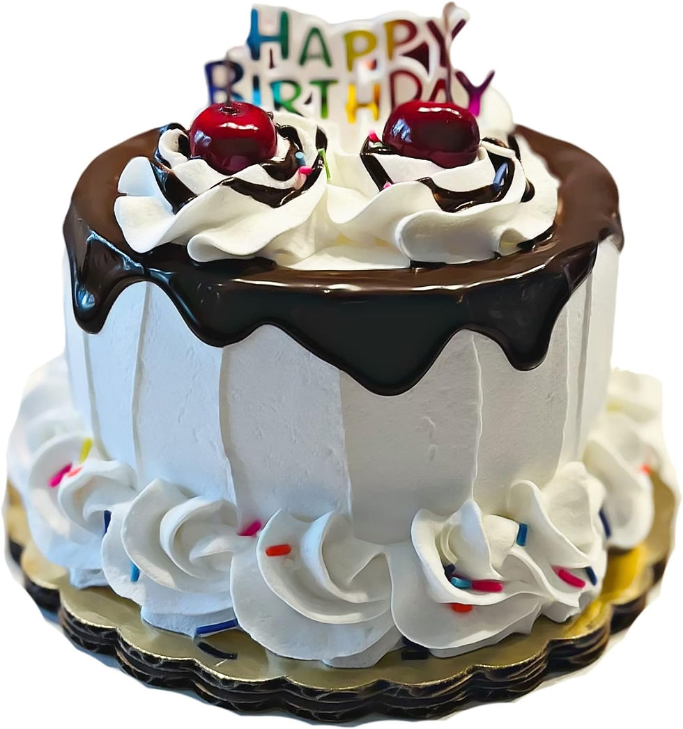 Dezicakes Fake Cake White Happy Birthday Cake with Cherrires