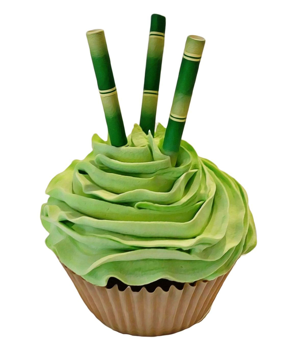 Green Tea Bamboo Fake Cupcake