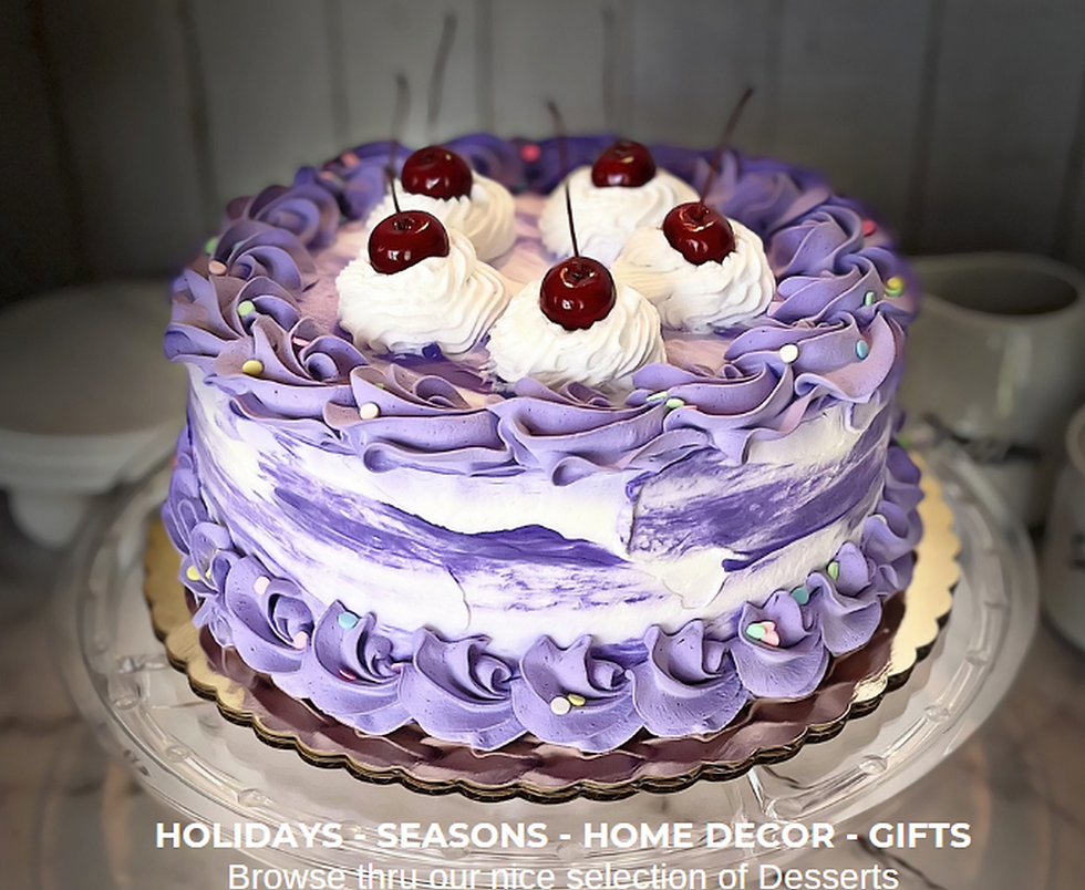 Dezicakes Fake Cake Purple Birthday Cake with Cherries and Confetti