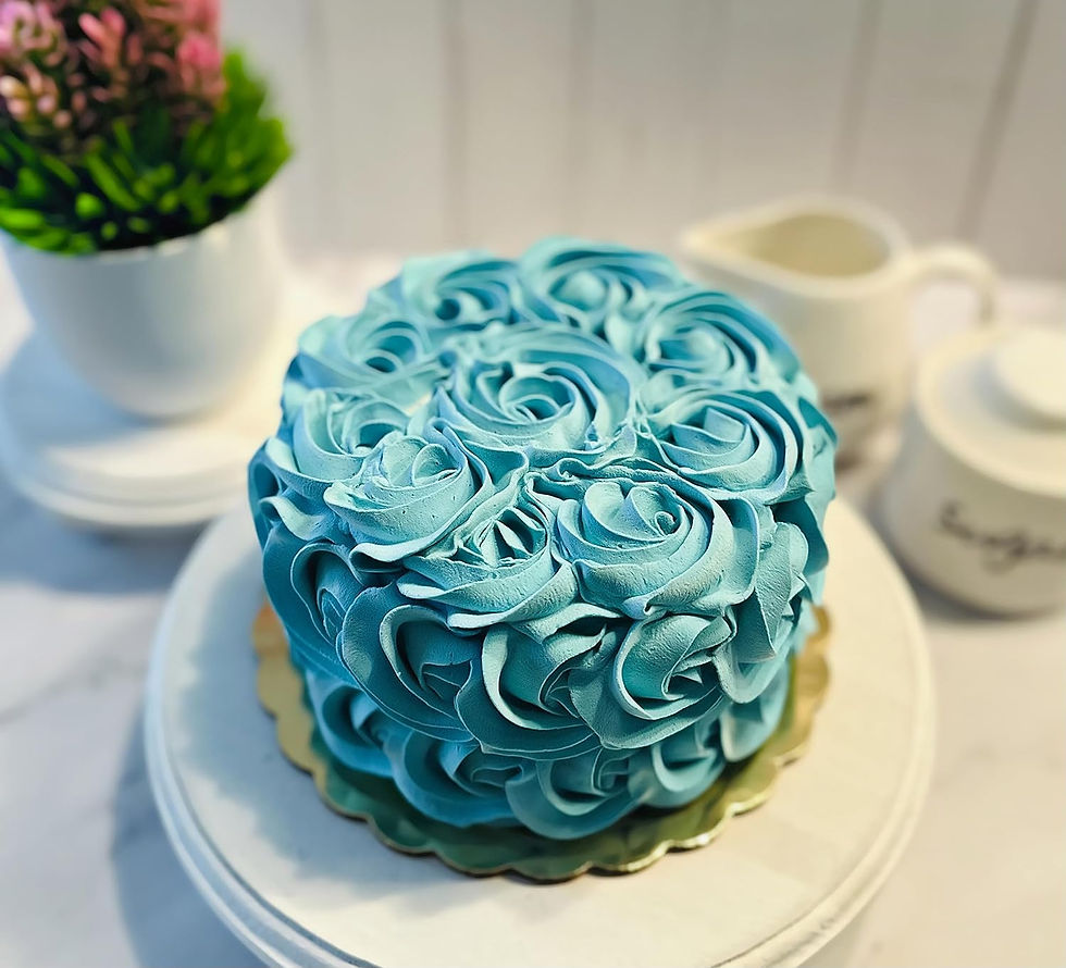 Thumbnail: Dezicakes Fake Cake Teal Blue Rosette Cake