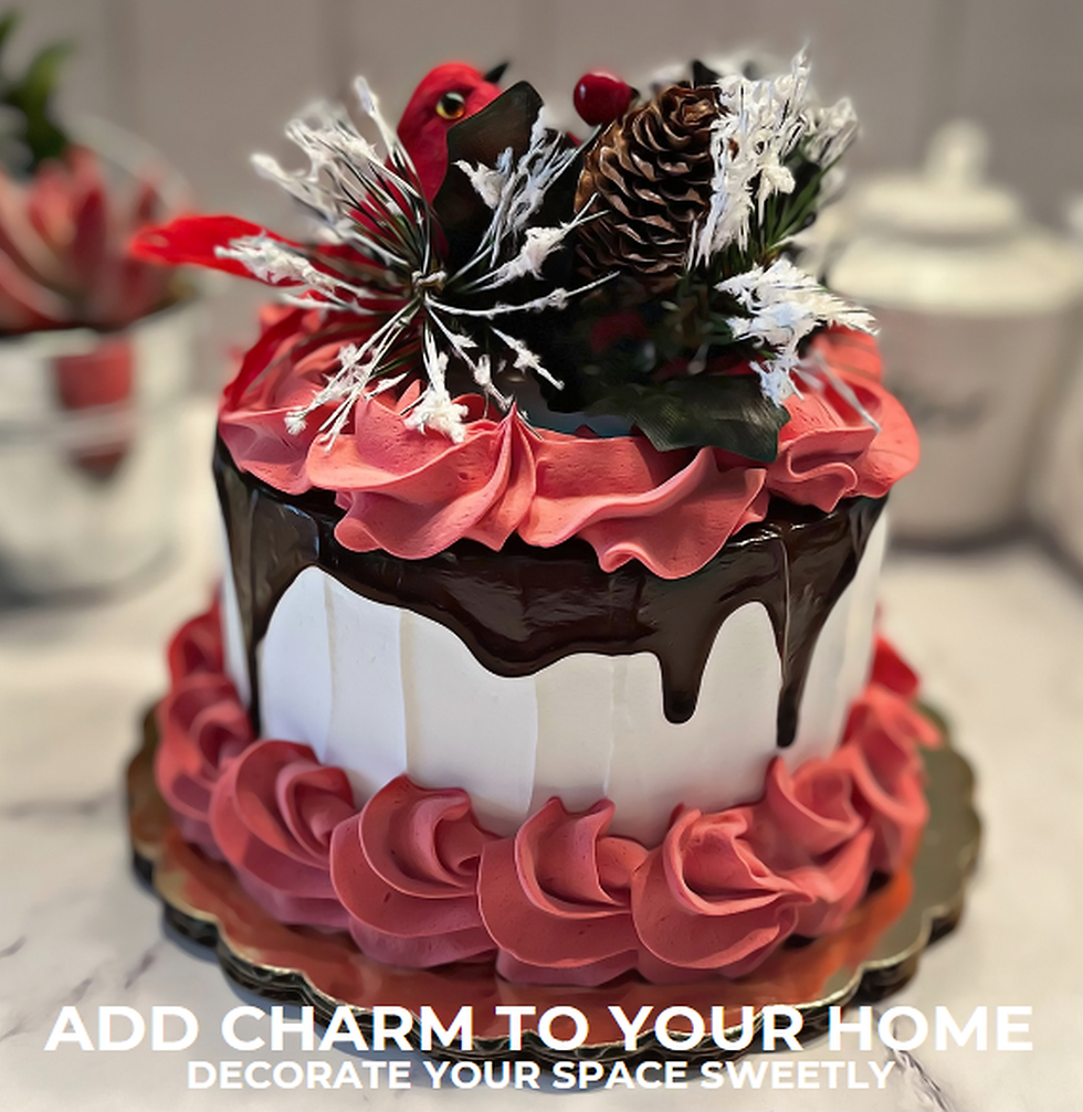 Thumbnail: Dezicakes Fake Christmas Cake Red Chocolate with Bird