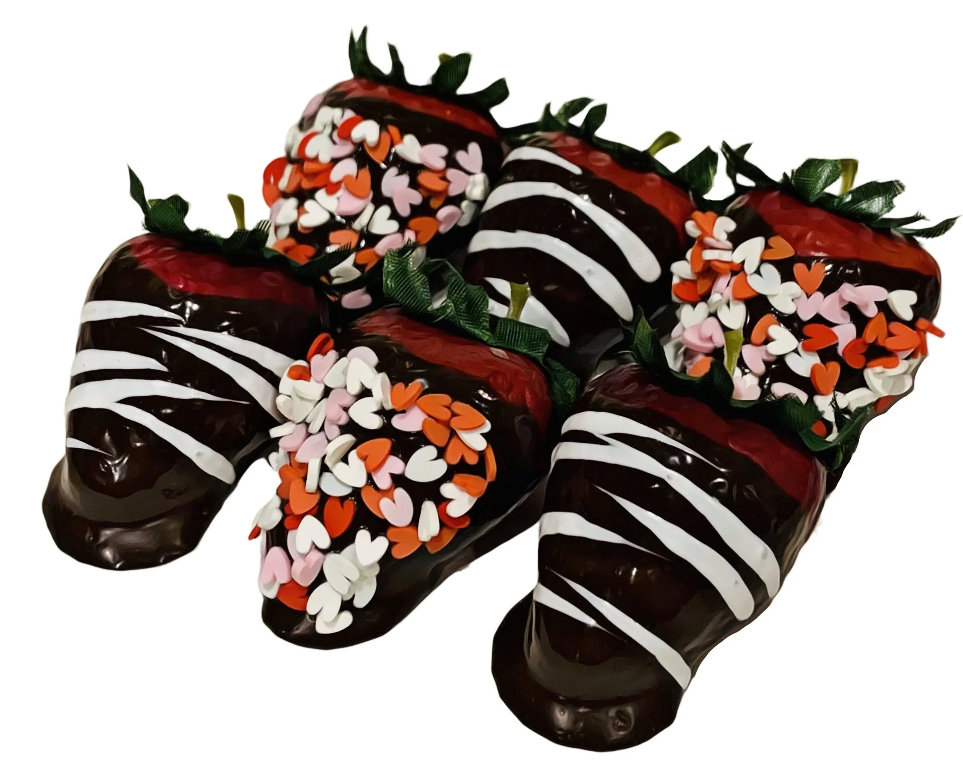 2" Dipped Valentine Fake Strawberries Set of 6