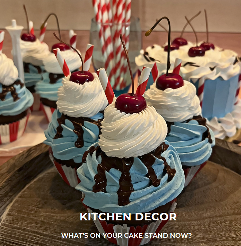 Thumbnail: (3) Retro Blue Fake Cupcakes 3.5"x5"