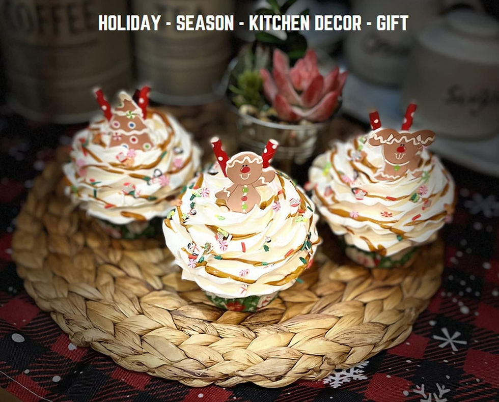 Thumbnail: (3) Christmas Gingerbread Fake Cupcakes (figures will vary)