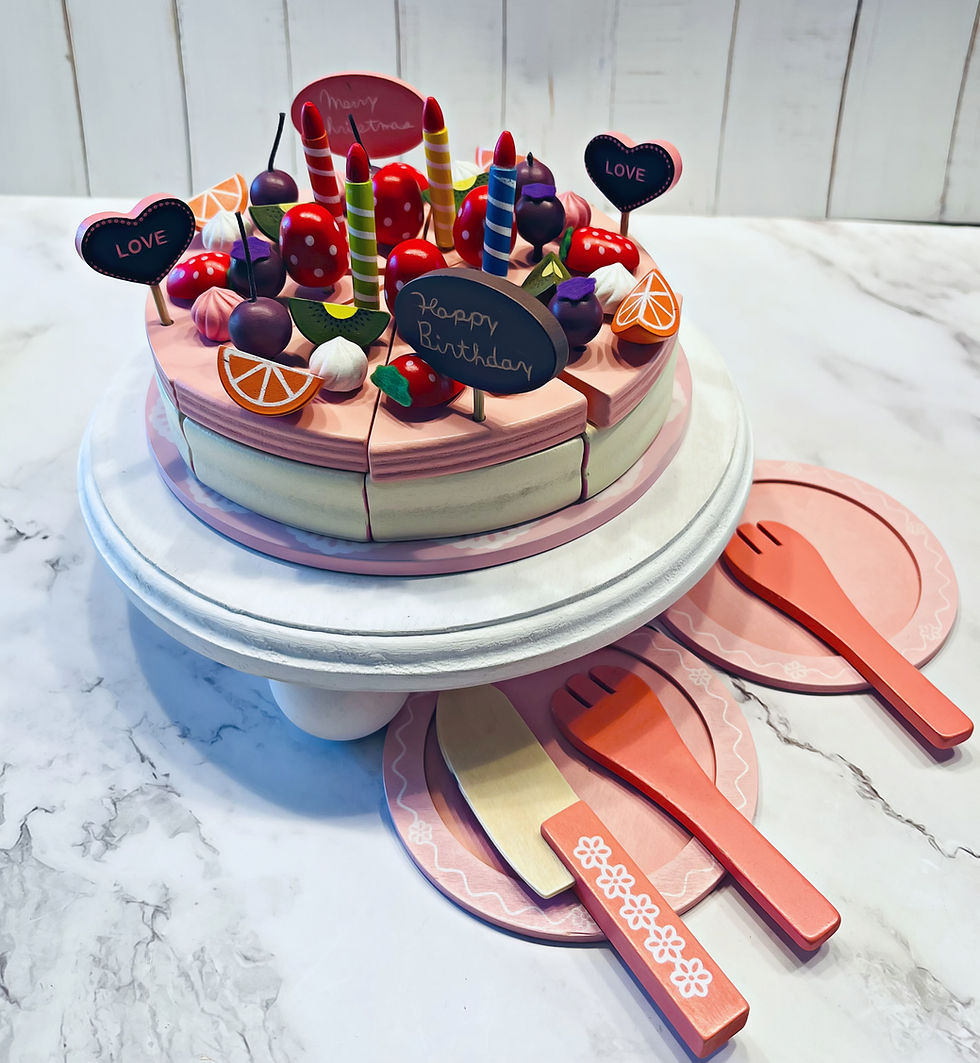 Thumbnail: Dezicakes Wood Pink Fruit Toy Cake