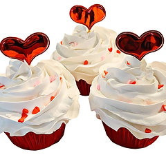 (3) Metalic Red Valentine Fake Cupcakes 3.5"x4"