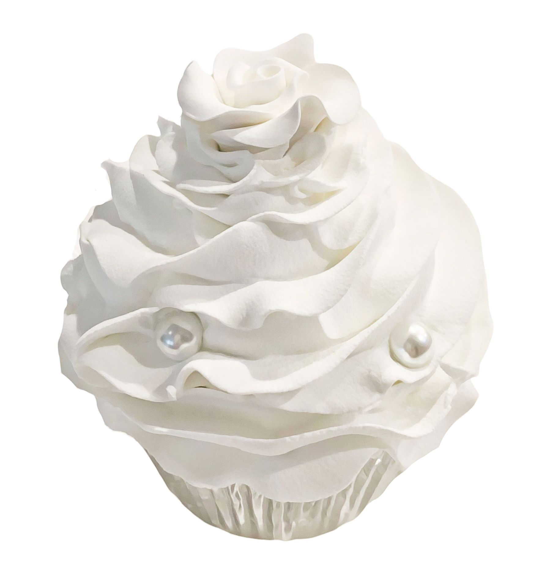 White Rose w/Pearls Fake Cupcake