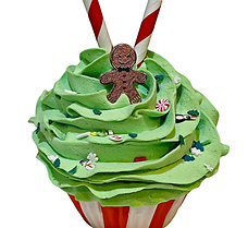 Green Christmas Gingerbread Fake Cupcake