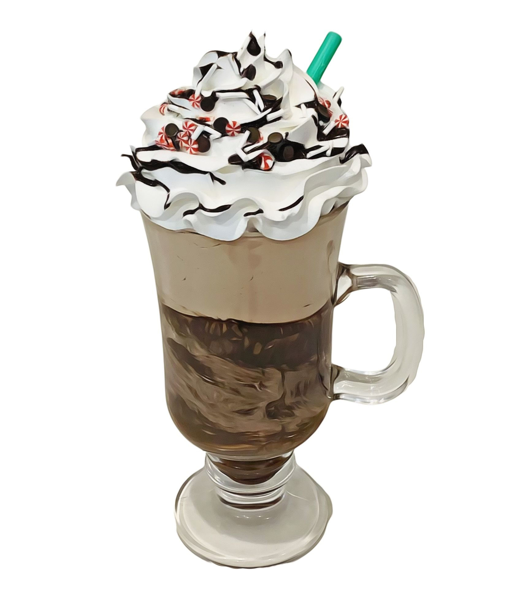 Chocolate Peppermint Coffee Latte in Irish Glass 8.5"x4"