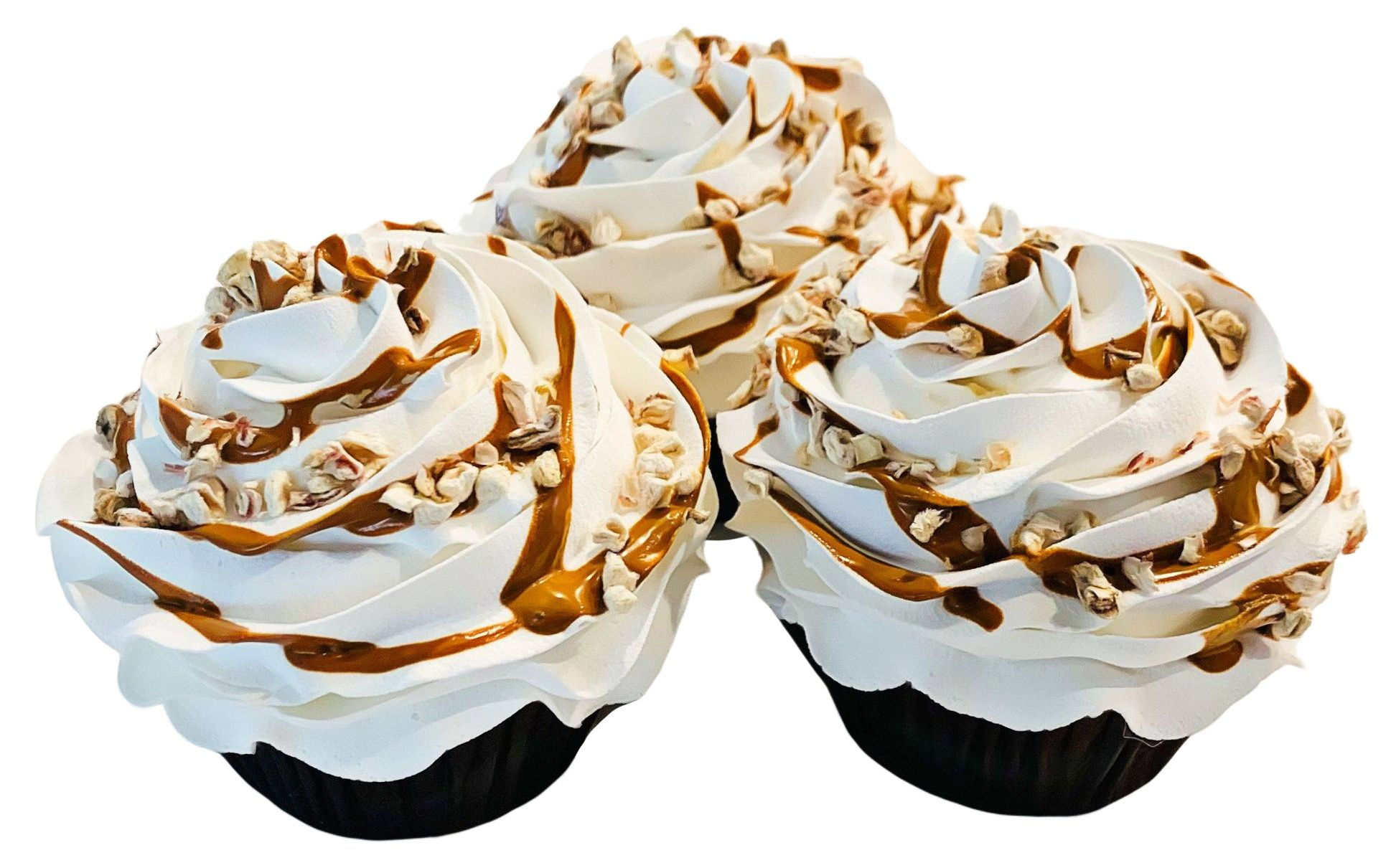 (3) Carmel Nut Fake Cupcakes 3.5"x3.5"