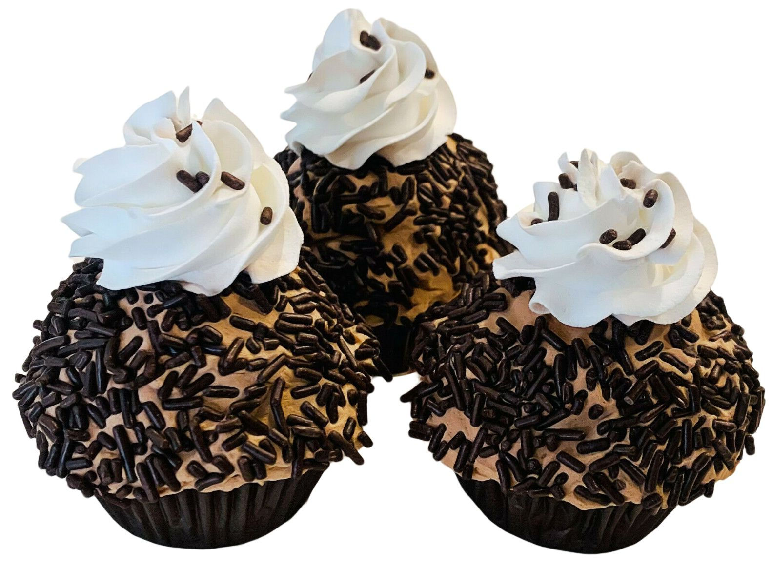 (3) Cappucino Chocolate Sprinkles Fake Cupcakes 3.5"x4.5"