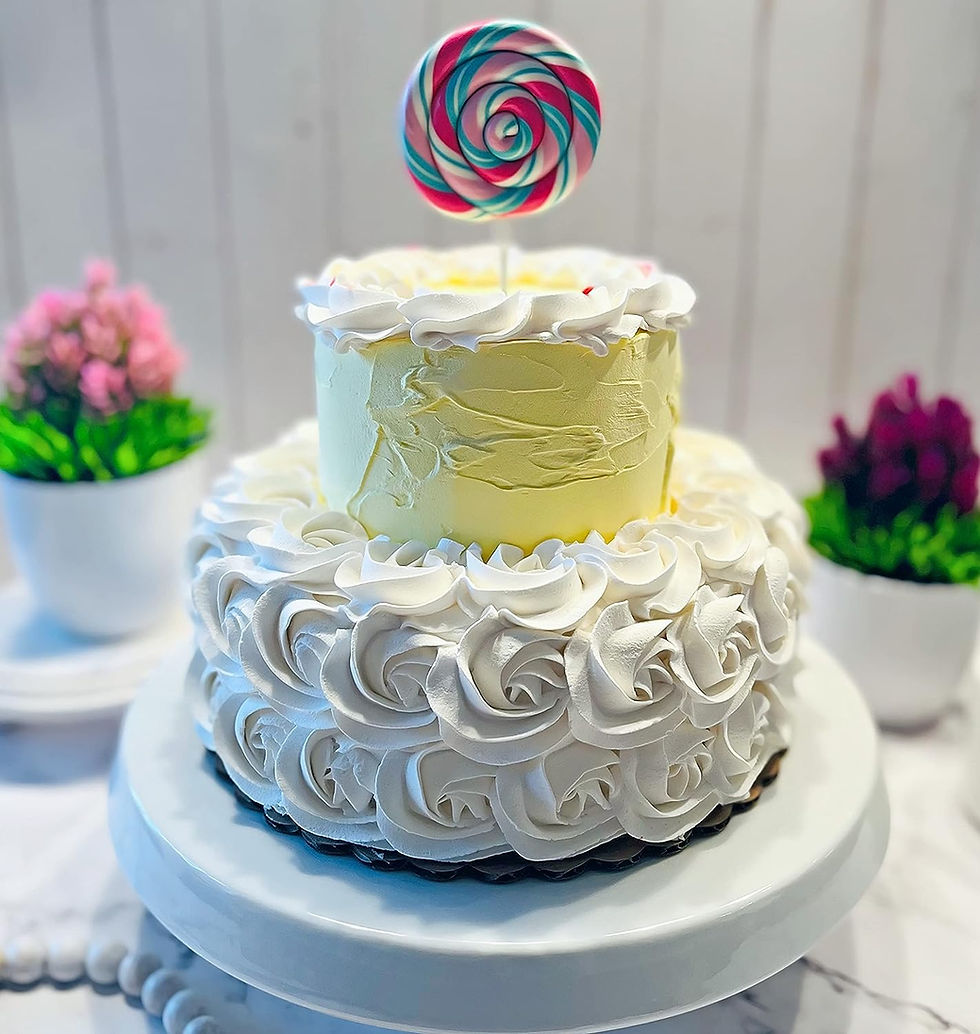 Thumbnail: Two Tier Fake Cake Yellow w/ White Lollipop Cake (9"x11")