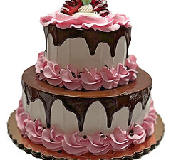 Two Tier Pink Chocolate Drizzle Fake Cake (9"x 7")