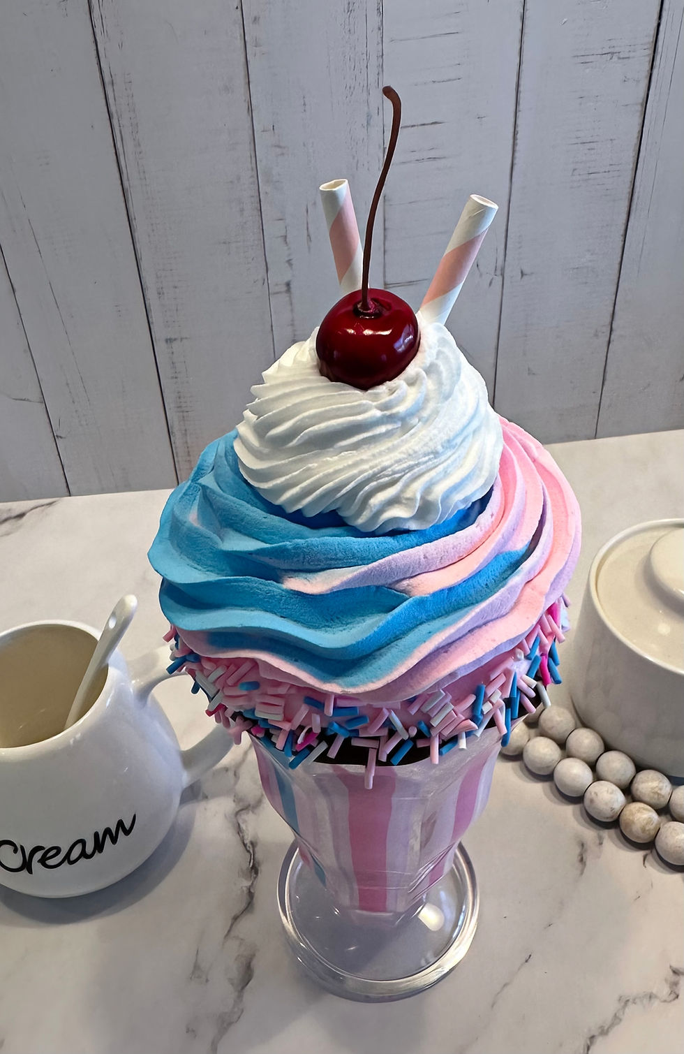Thumbnail: Cotton Candy CraziShake Parfait Fake Milkshake 10"x4"