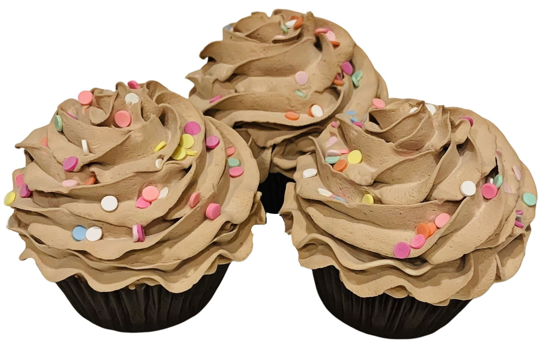 (3) Chocolate Confetti Fake Cupcakes 3.5"x3.5"