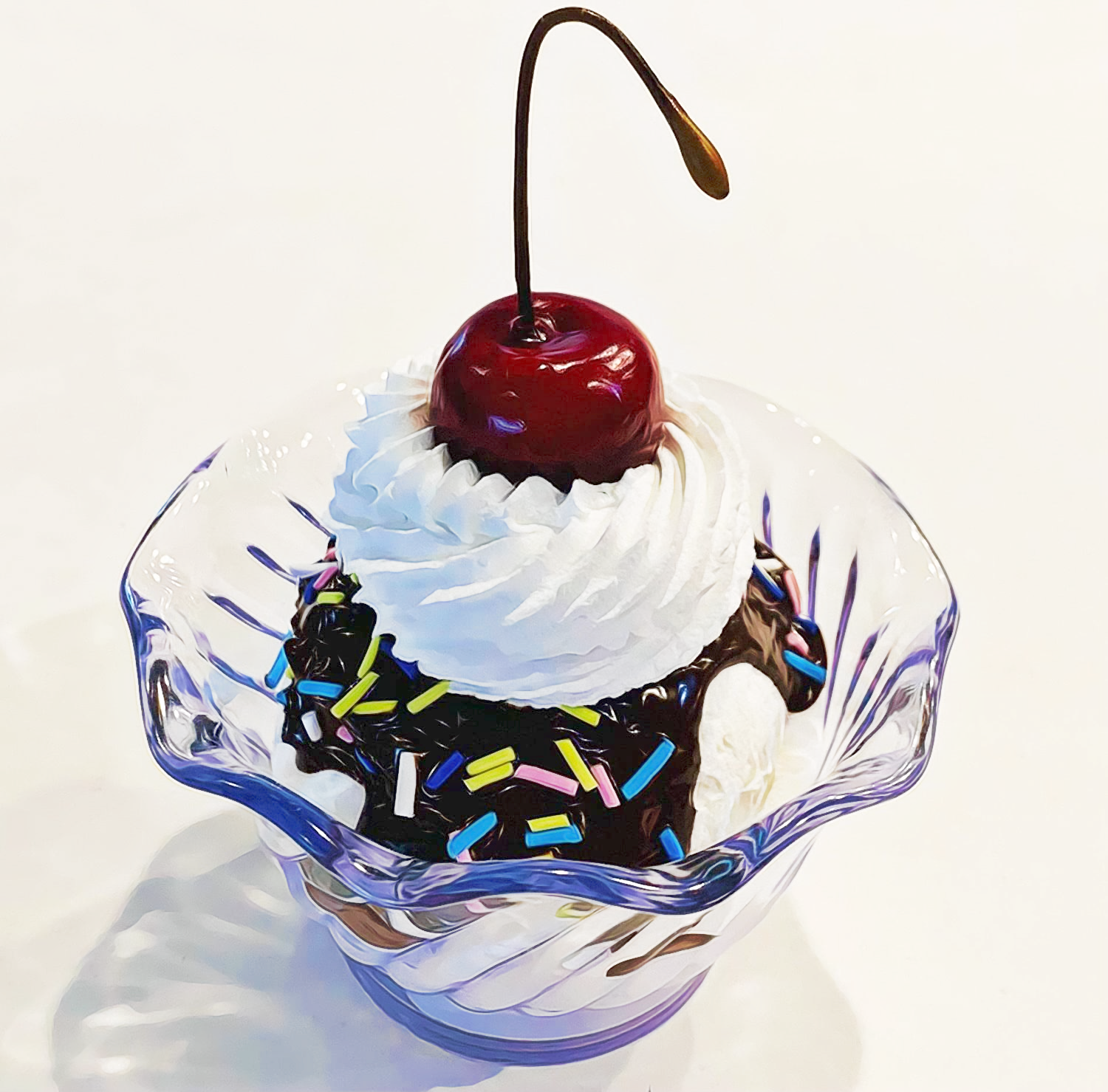 Vanilla Hot Fudge Fake Ice Cream Sundae 3.5"x4.5"