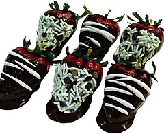 2" Chocolate Mint Dipped Fake Strawberries Set of 6