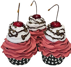 (3) Red Wine Burgundy Fake Cupcakes 3.5"x5"