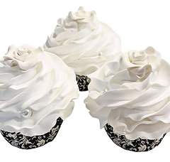 (3) Black Tie White Formal Fake Cupcakes 3.5"x4"