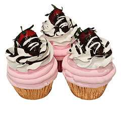 (3) Pink Whip Fake Cupcakes 3.5"x4.5"