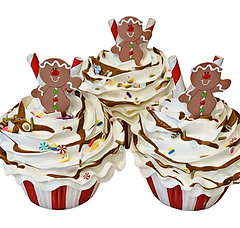 (3) The Gingerbread Man Christmas Fake Cupcakes