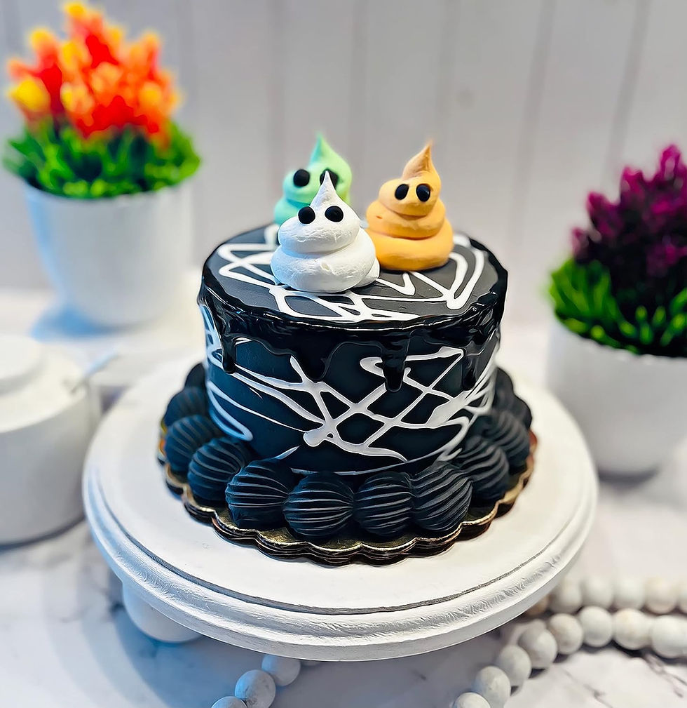 Dezicakes Fake Halloween Cake Ghosts and Cobwebs Cake