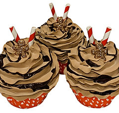 (3) Chocolate Gingerbread Fake Cupcakes 3.5"x4.5"
