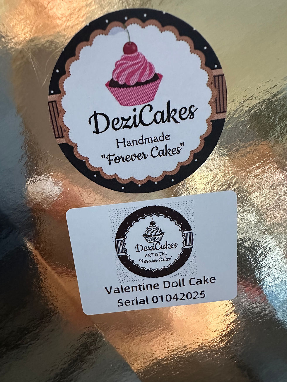 Thumbnail: SOLD Valentine Doll Fake Cake White & Red Hearts w/ Cherry Cake