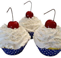 (3) White Coconut Fake Cupcakes 3.5"x5"